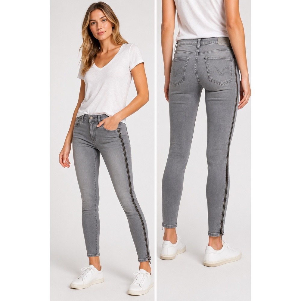 AG Adriano Goldschmied The Camilla Super Skinny Ankle Zip Jeans Women 27R Gray
